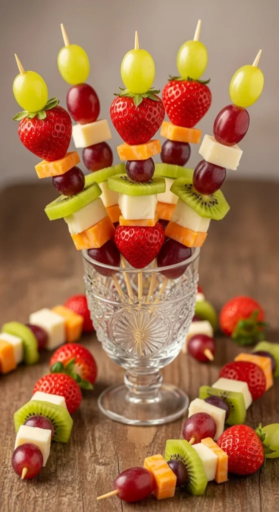 Holiday Fruit and Cheese Kabobs