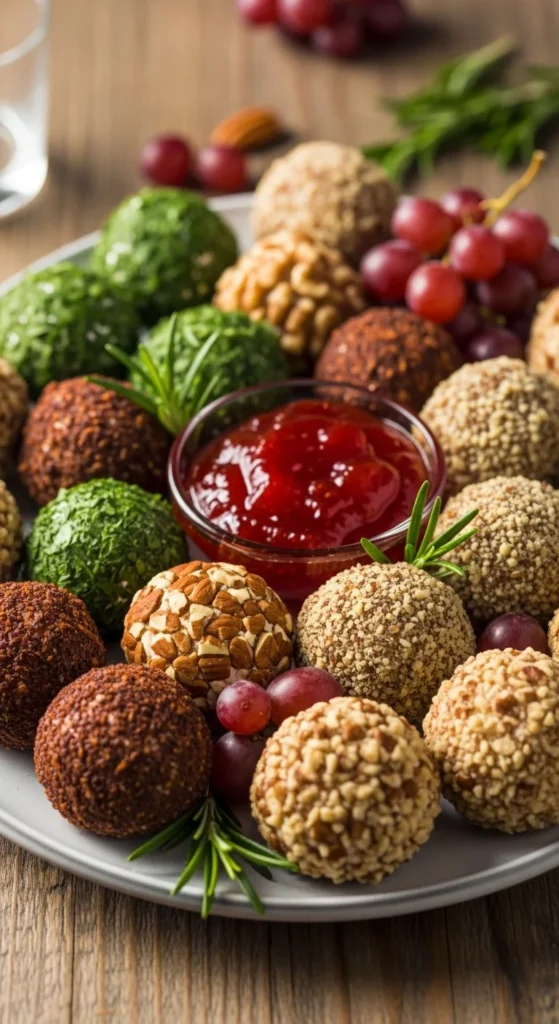 Mini Cheese Balls with Nuts and Herbs