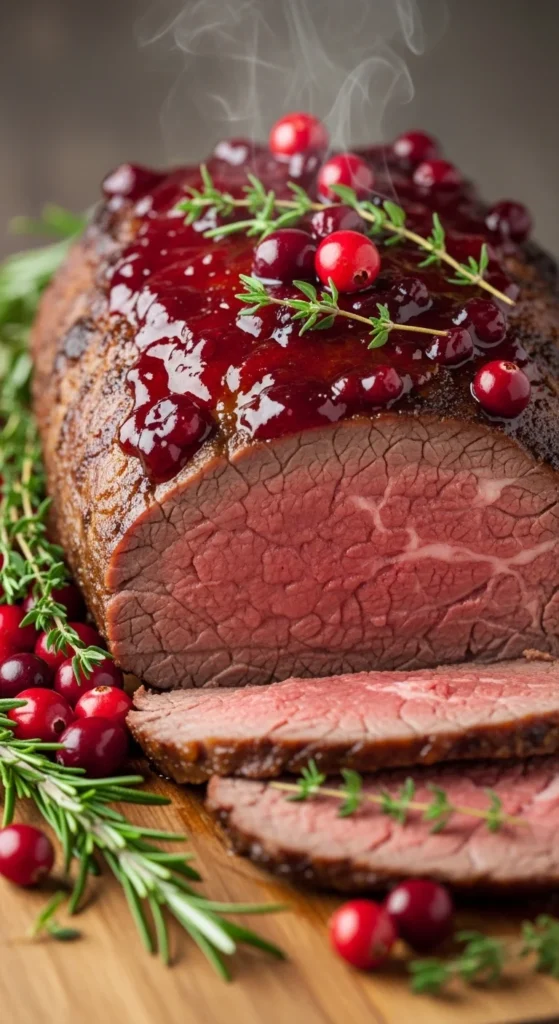 Roast Beef with Cranberry Glaze