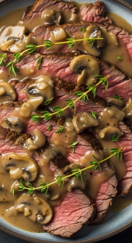 Roast Beef with Mushroom Gravy