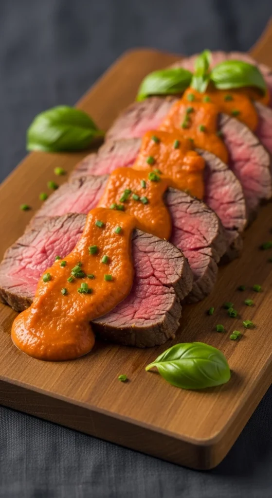 Roast Beef with Red Pepper Sauce