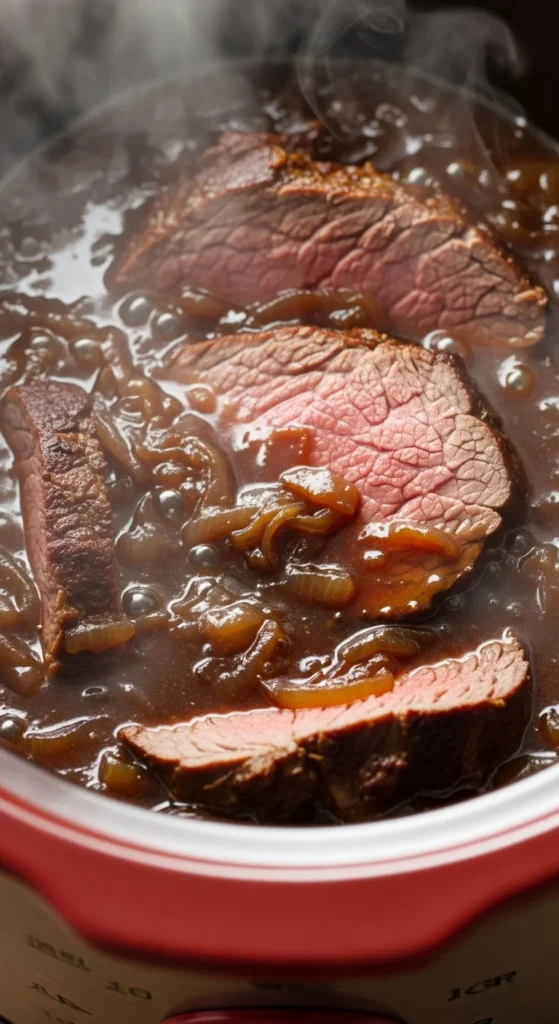 Slow Cooker Roast Beef with Onion Gravy