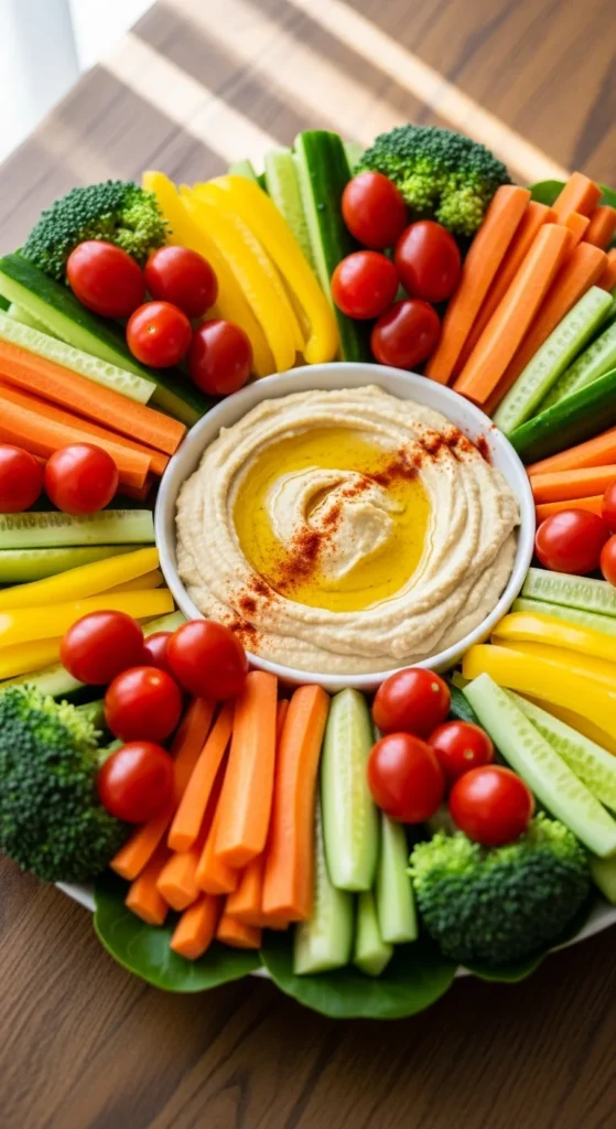 Veggie Platter with Hummus Wreath