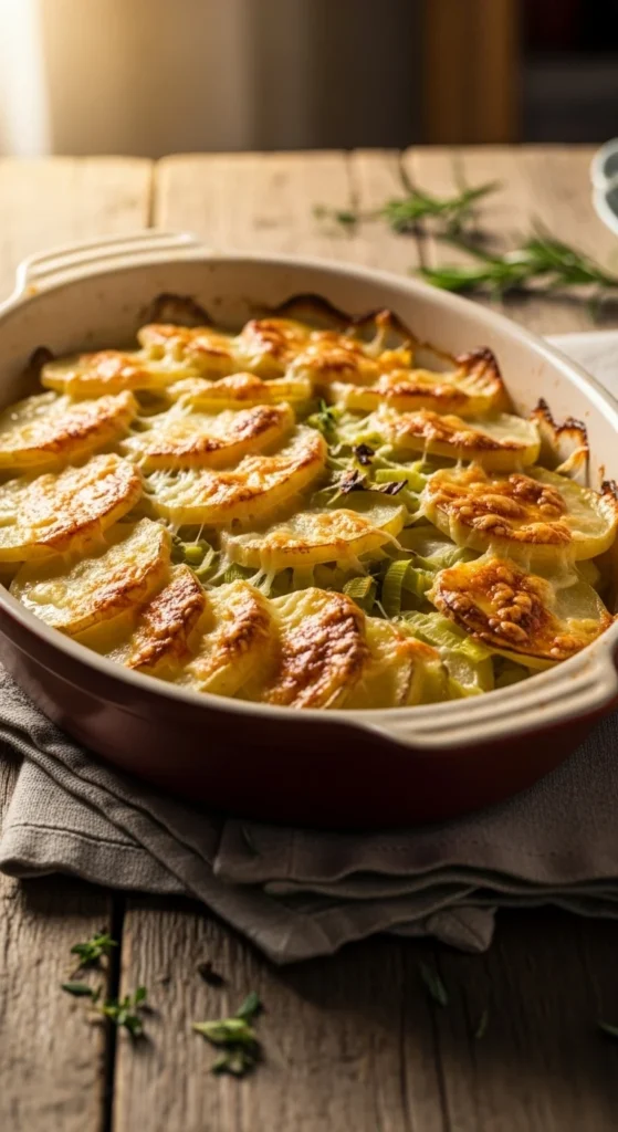 Cheesy Potato & Leek Gratin