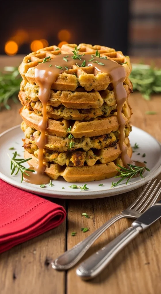 Christmas Stuffing Waffles