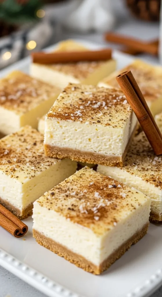 Eggnog Cheesecake Bars