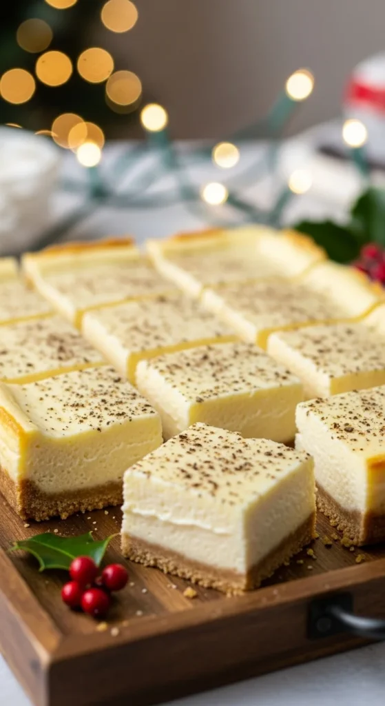 Eggnog Cheesecake Bars
