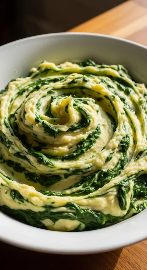 Mashed Potatoes with Creamed Spinach