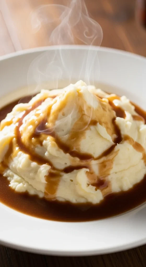Mashed Potatoes with Gravy Swirl