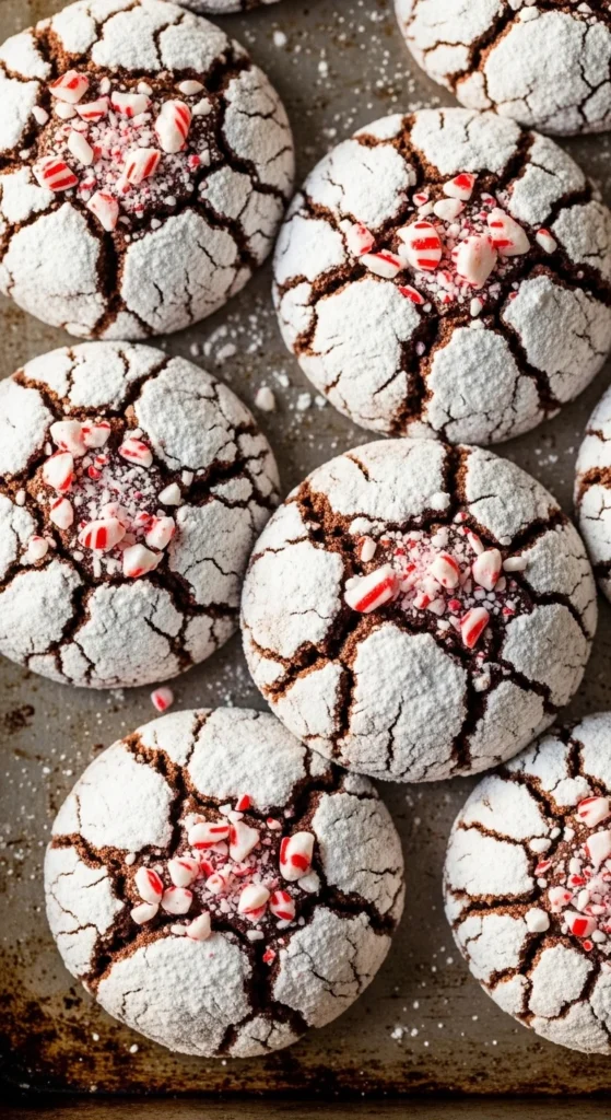 Peppermint Chocolate Crinkle Cookies