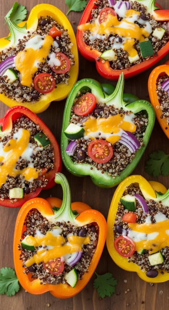 Stuffed Bell Peppers with Quinoa & Veggies