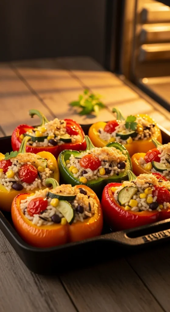 Stuffed Bell Peppers with Rice & Veggies