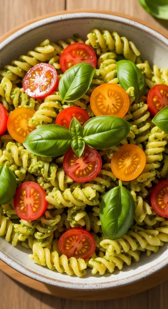 Vegan Pesto Pasta with Cherry Tomatoes