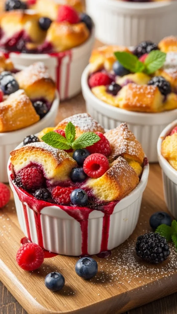 Berry Bread Pudding Cups