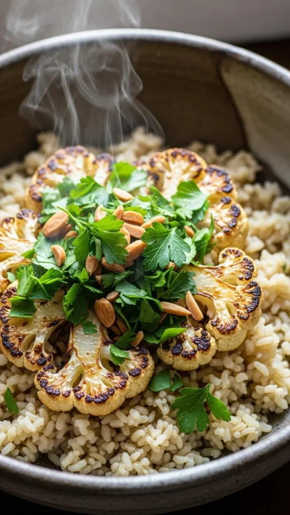 Brown Rice Bowl with Roasted Cauliflower