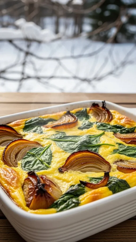Caramelized Onion & Spinach Bake