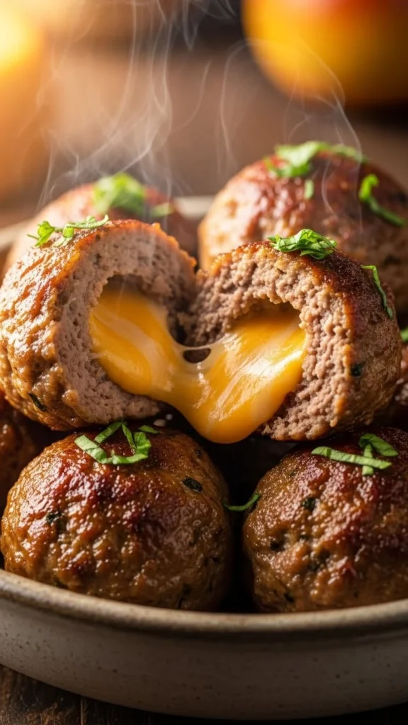 Cheddar-Stuffed Meatballs