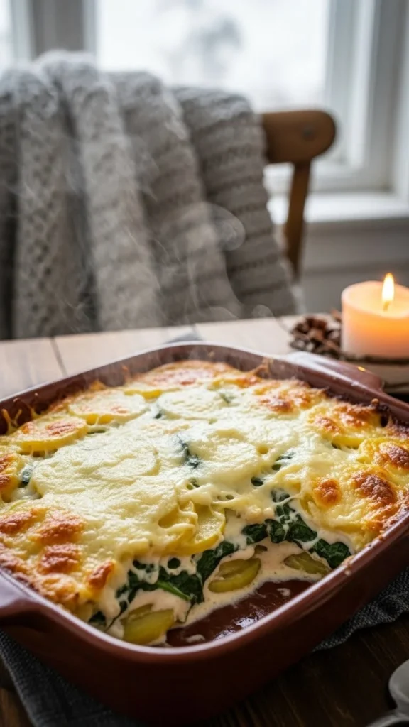 Cheesy Potato & Spinach Bake