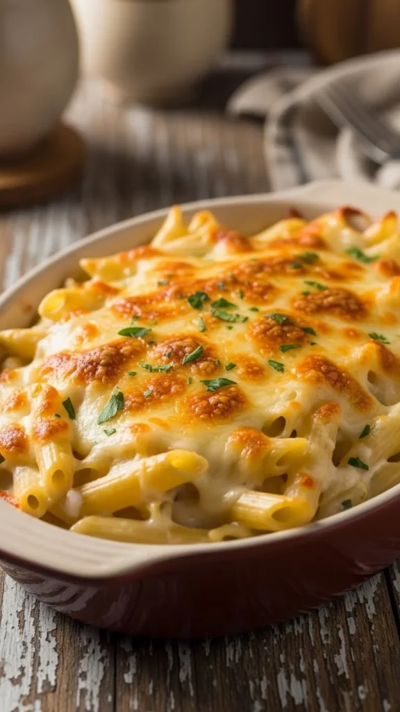 Chicken Alfredo Penne Bake