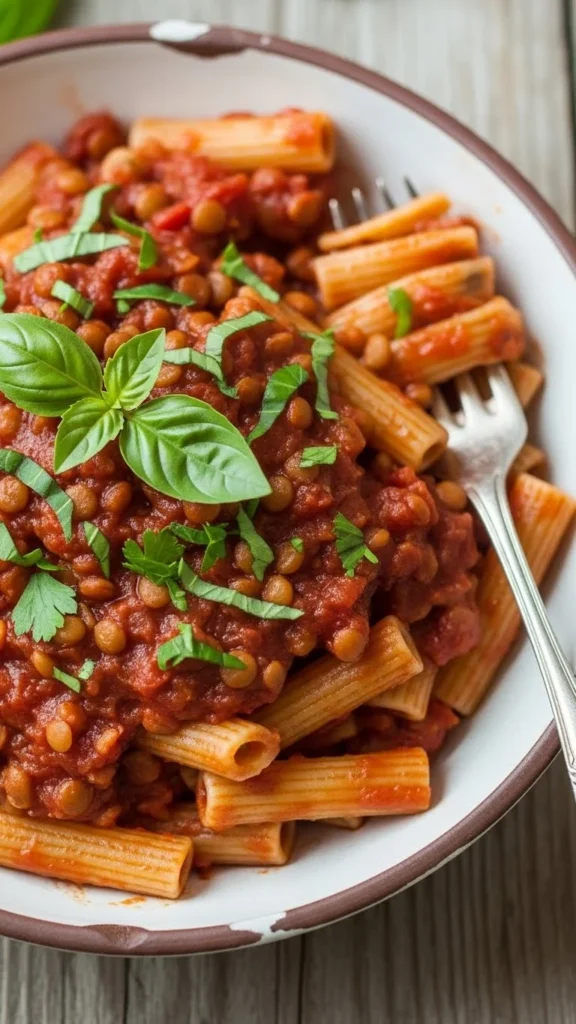 Cozy Lentil Tomato Pasta