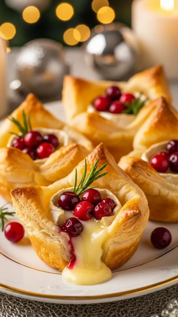 Cranberry Brie Puff Pastry Bites