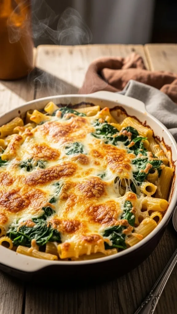 Creamy Chicken & Spinach Pasta Bake