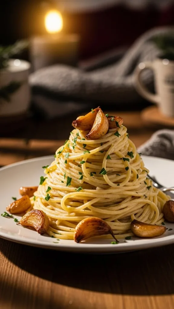 Creamy Roasted Garlic Spaghetti