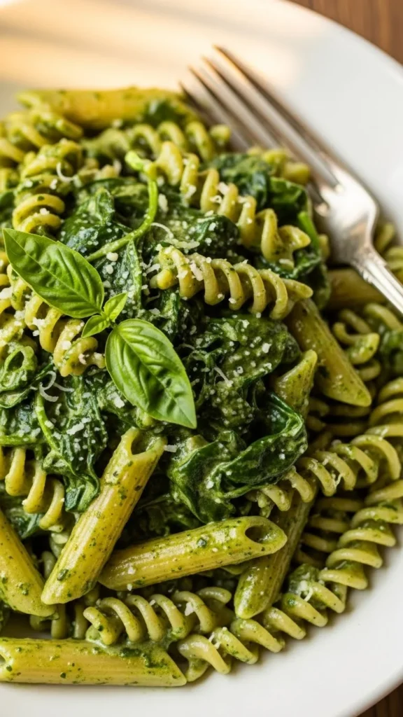 Green Pasta with Spinach Sauce