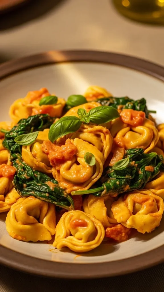 Creamy Tomato Spinach Tortellini