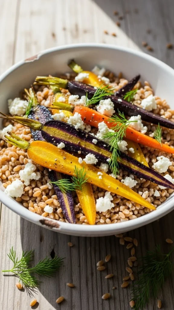 Farro Bowl with Roasted Carrots & Feta