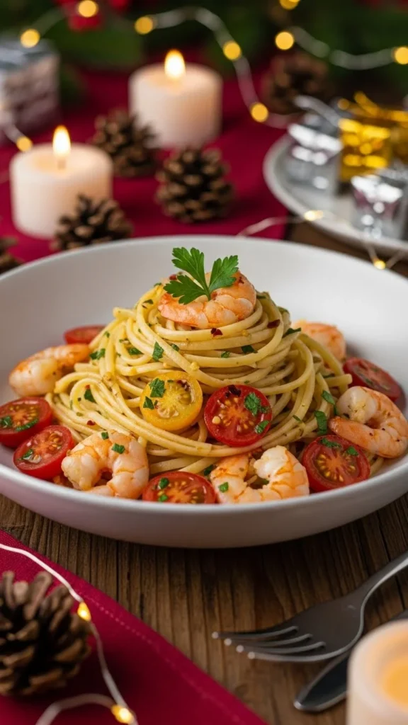 Holiday Shrimp Linguine