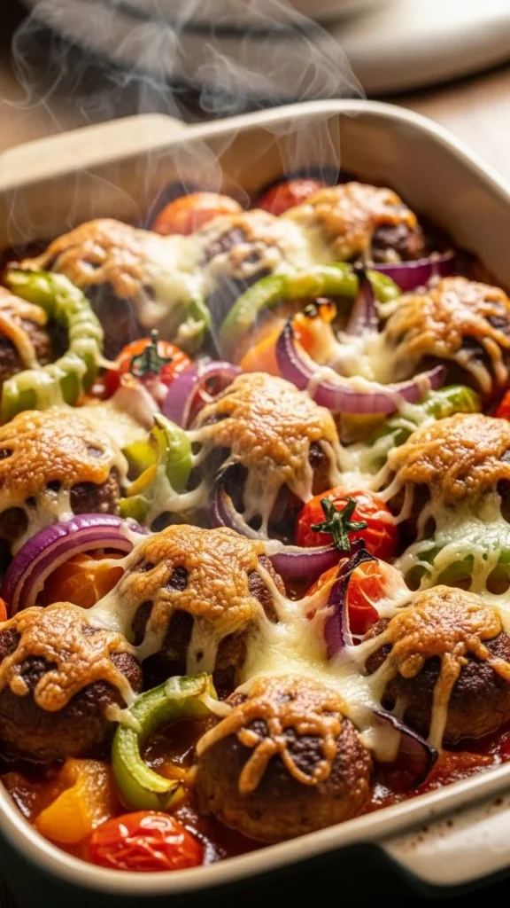 Leftover Meatball Veggie Bake
