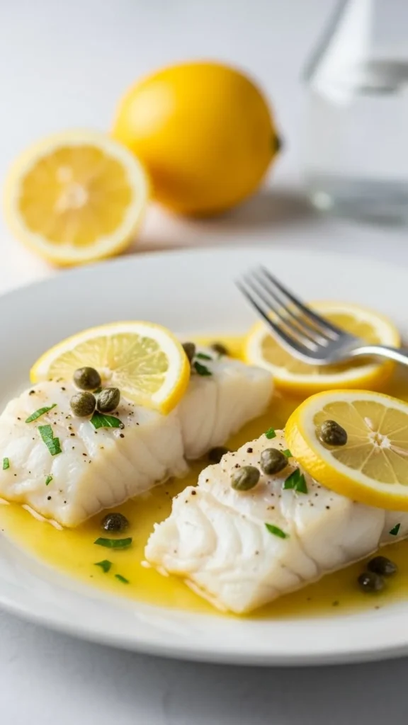 Lemon Butter Cod with Capers
