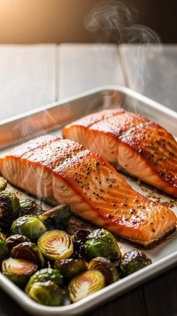 Maple Mustard Salmon & Brussels Sprouts