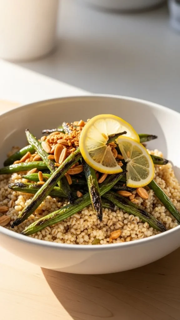 Millet Bowl with Roasted Green Beans & Almonds