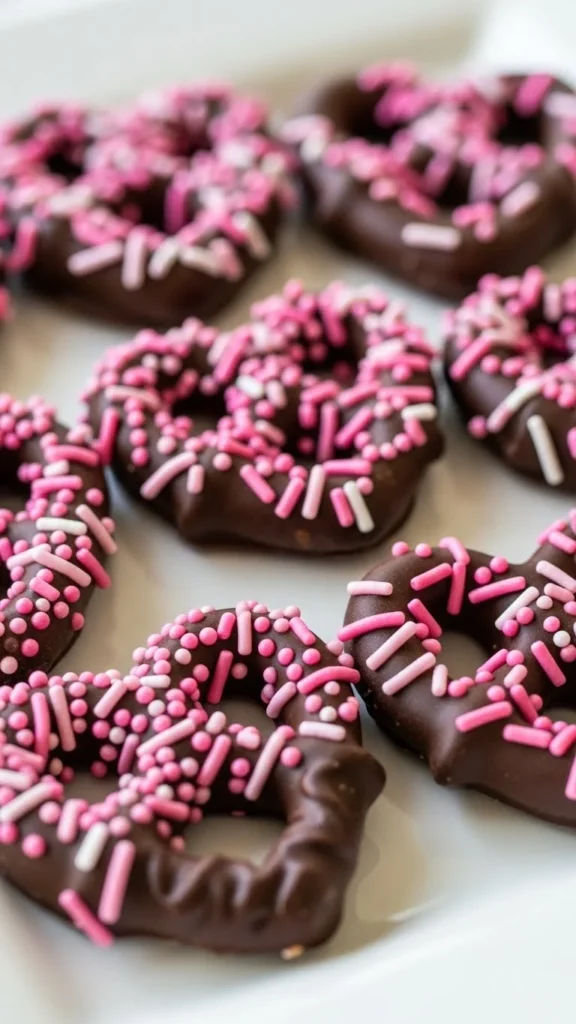 Mini Chocolate-Dipped Pretzel Hearts