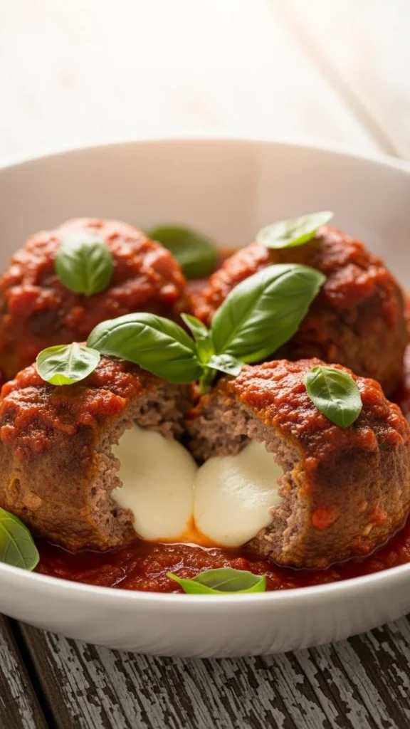 Mozzarella Stuffed Meatballs