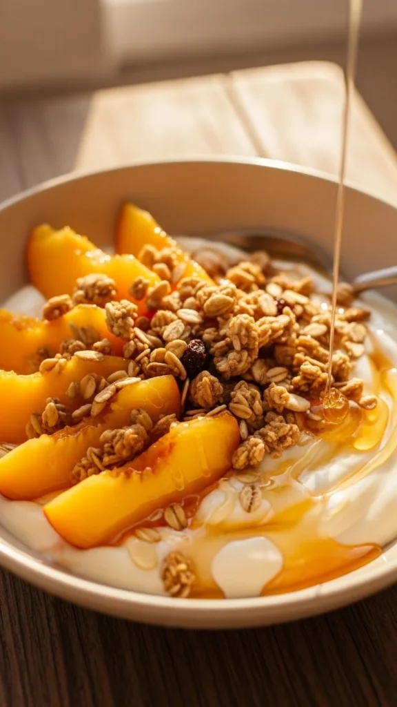 Peach Granola Yogurt Bowl