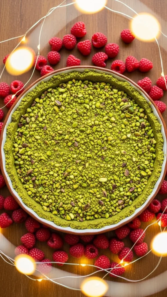 Pistachio Crust + White Chocolate Raspberry Pie