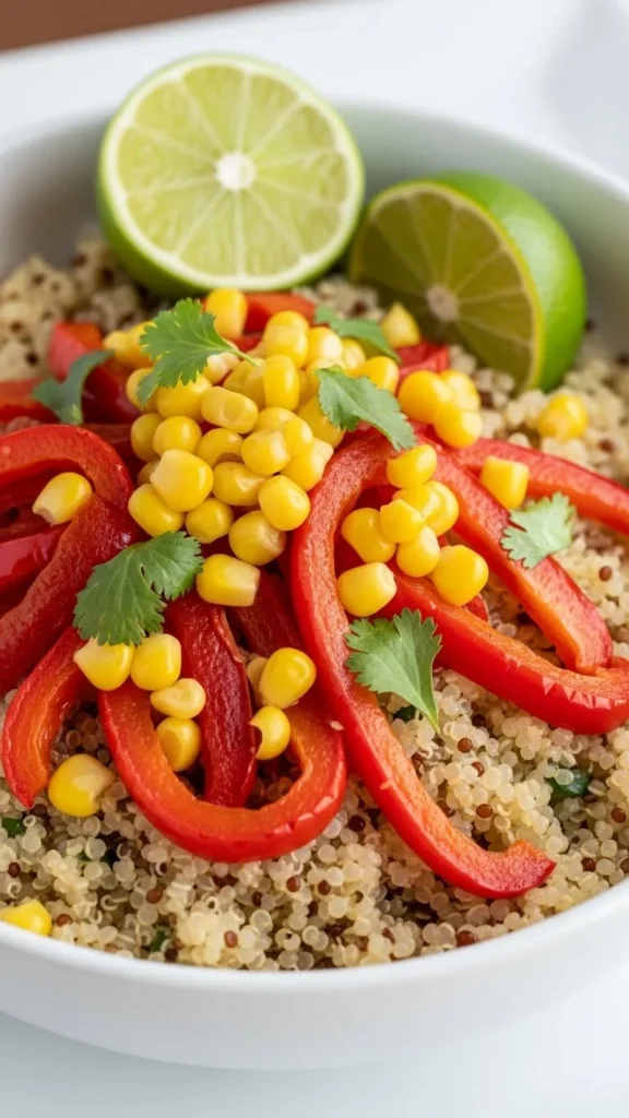 Quinoa Bowl with Roasted Red Peppers & Corn