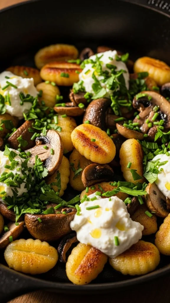 Ricotta and Mushroom Skillet Gnocchi