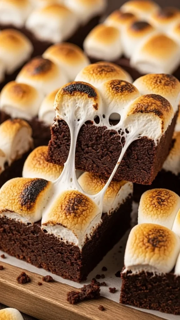 Roasted Marshmallow Fudge Bars