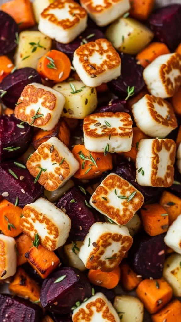 Roasted Winter Vegetables with Halloumi