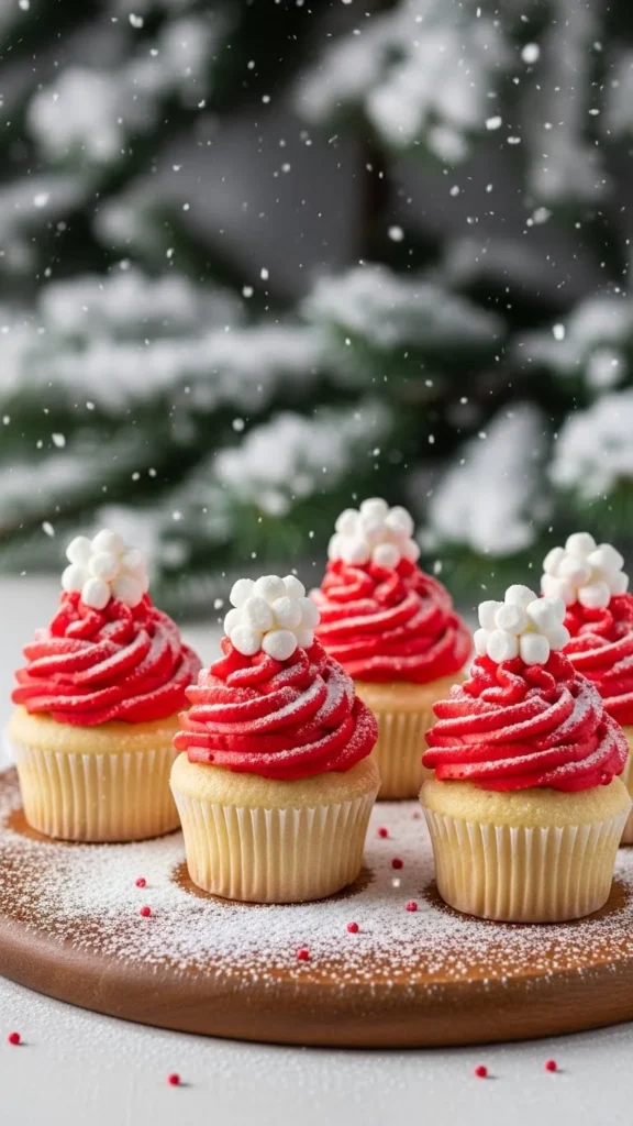 Santa Hat Cupcakes