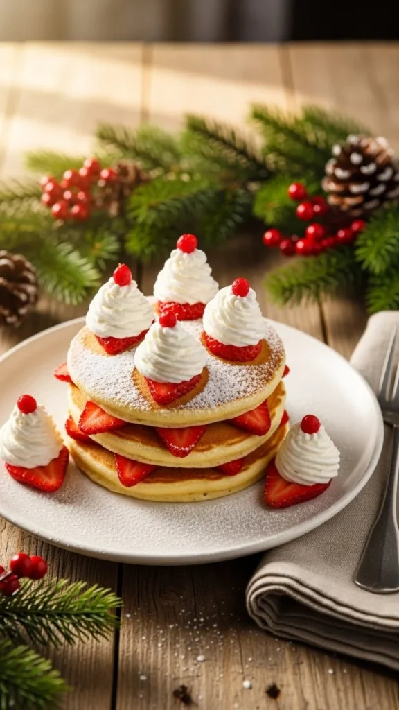Santa Hat Strawberry Pancakes