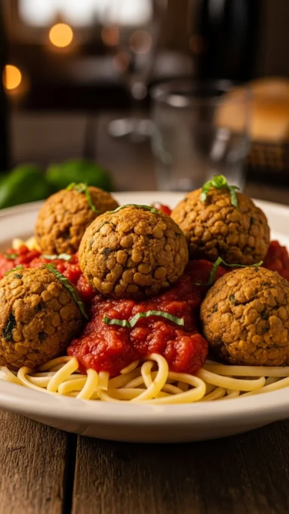 Savory Lentil Meatballs with Marinara