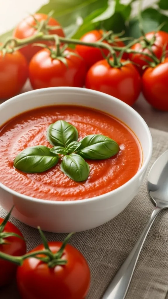Slow Cooker Creamy Tomato Basil Soup