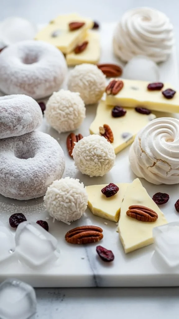 Snowflake-Themed White Dessert Board