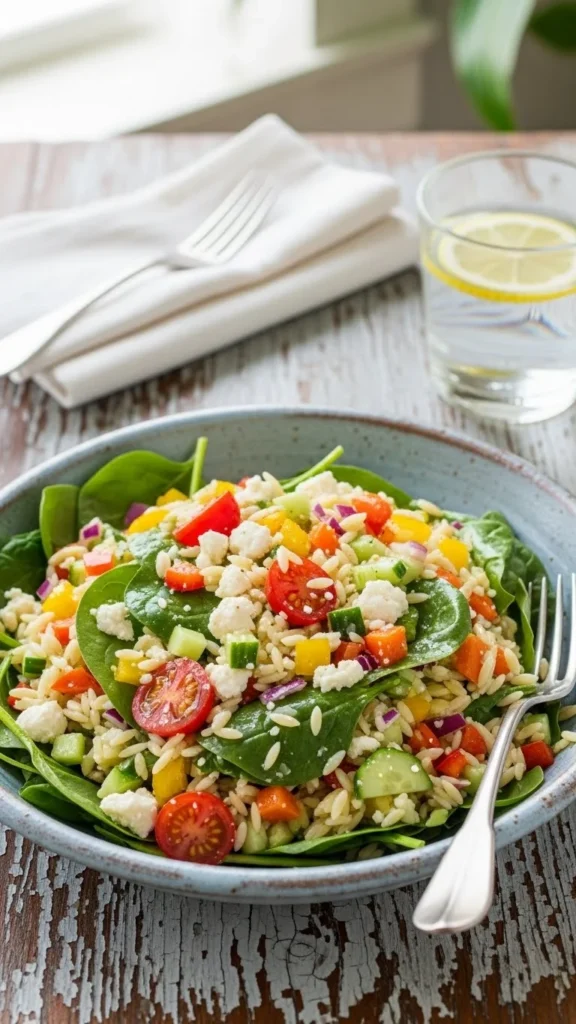 Spinach Feta Orzo Salad