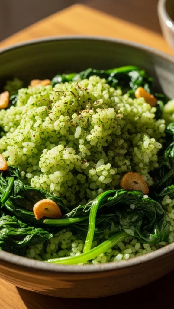 Spinach Rice with Garlic